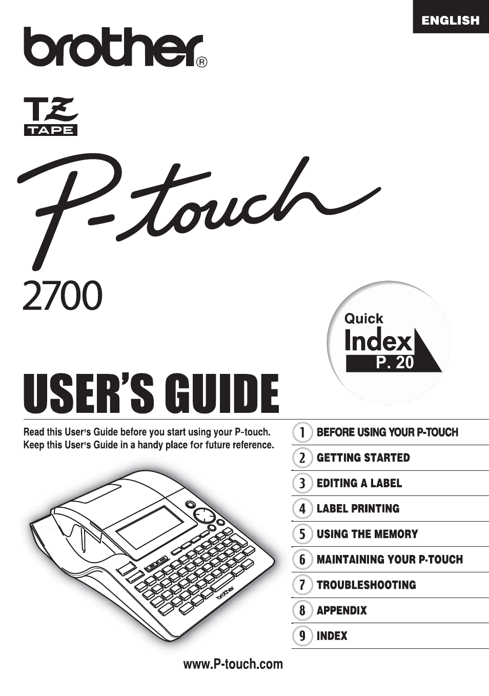 Brother P-touch PT-2700 User Manual | 91 pages