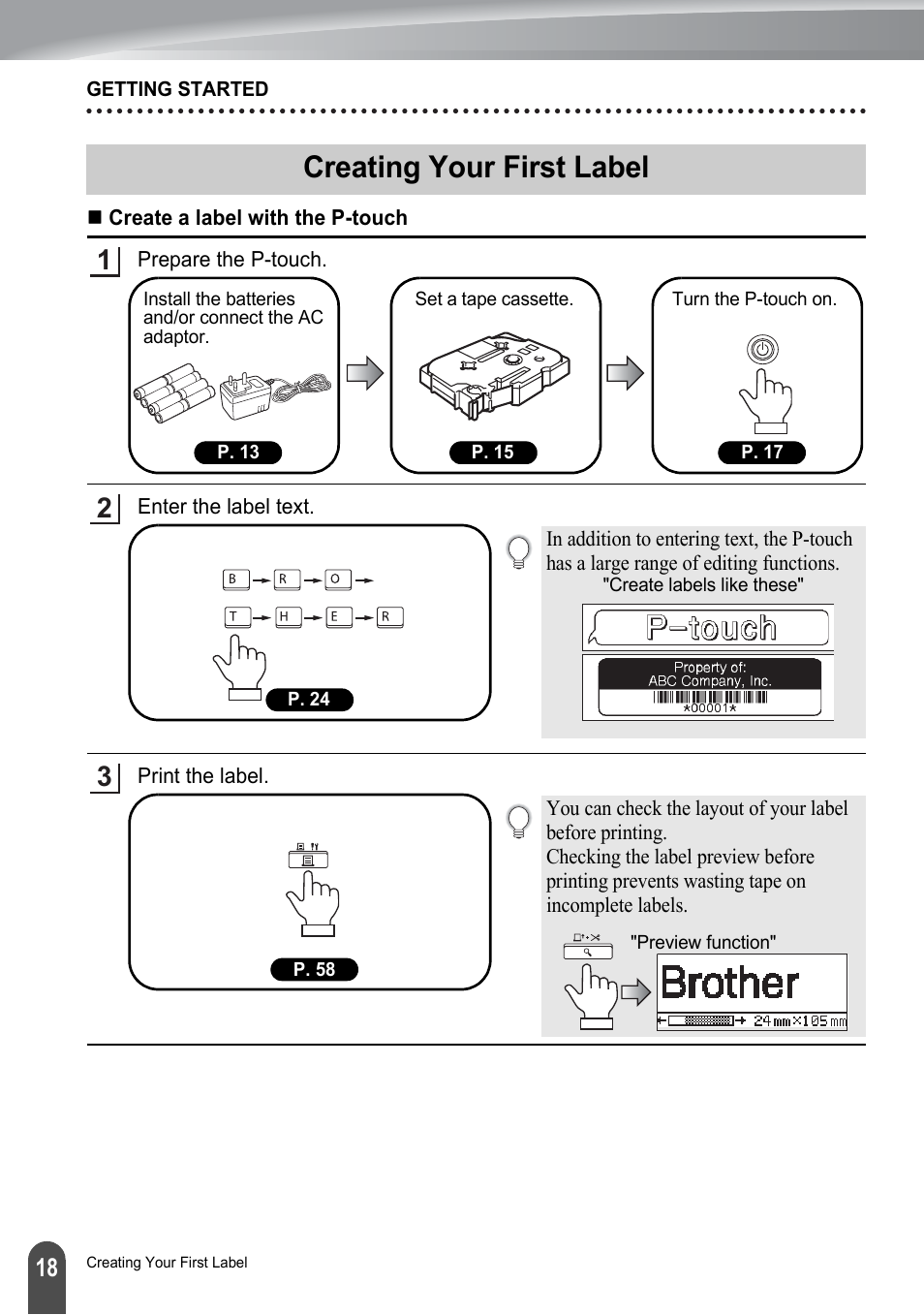 Creating your first label | Brother P-touch PT-2700 User Manual | Page 20 / 91