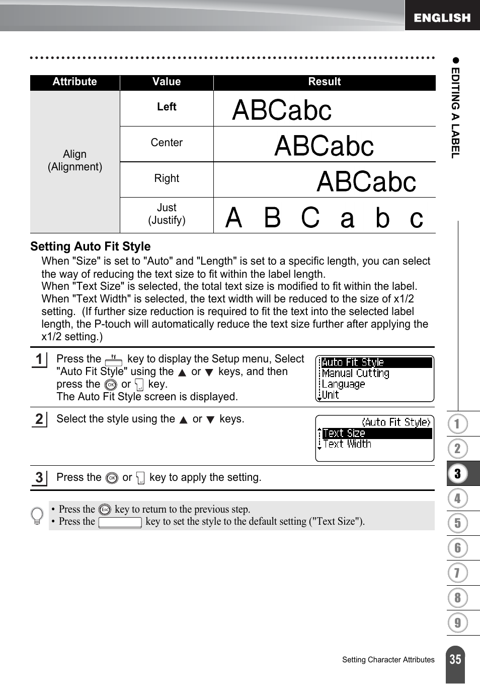 Setting auto fit style | Brother P-touch PT-2700 User Manual | Page 37 / 91