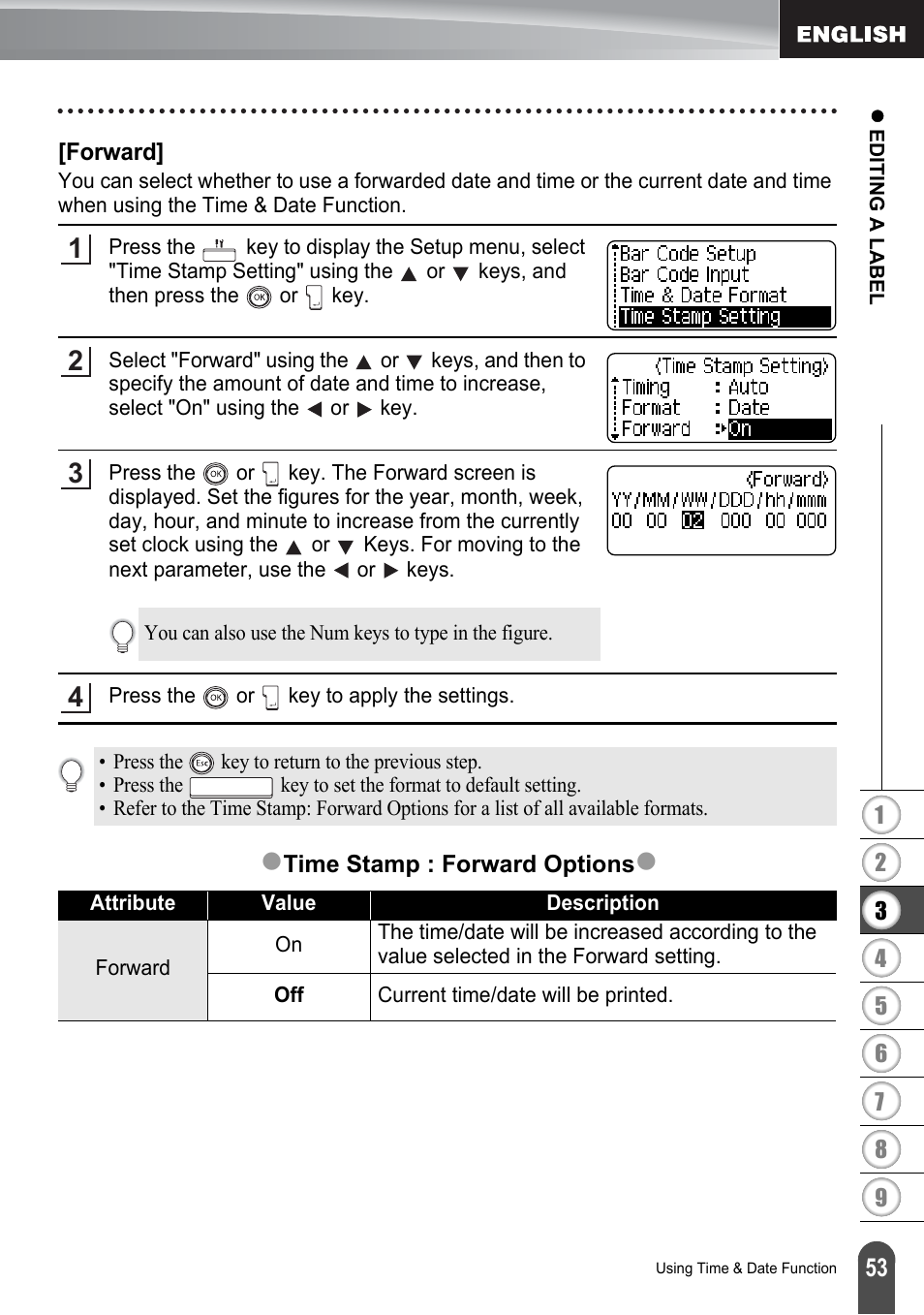 Forward | Brother P-touch PT-2700 User Manual | Page 55 / 91
