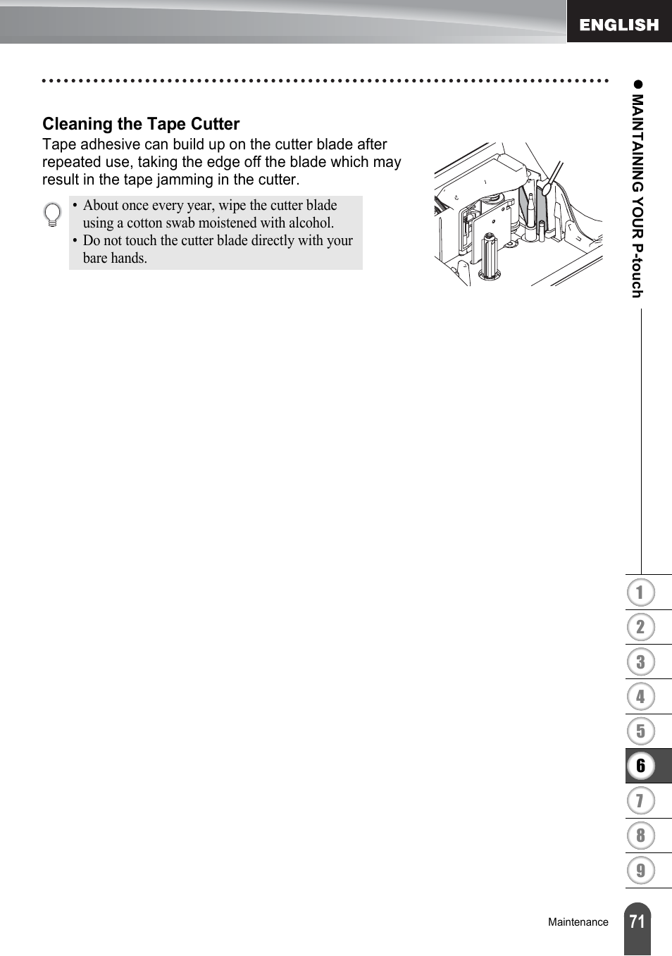 Cleaning the tape cutter | Brother P-touch PT-2700 User Manual | Page 73 / 91