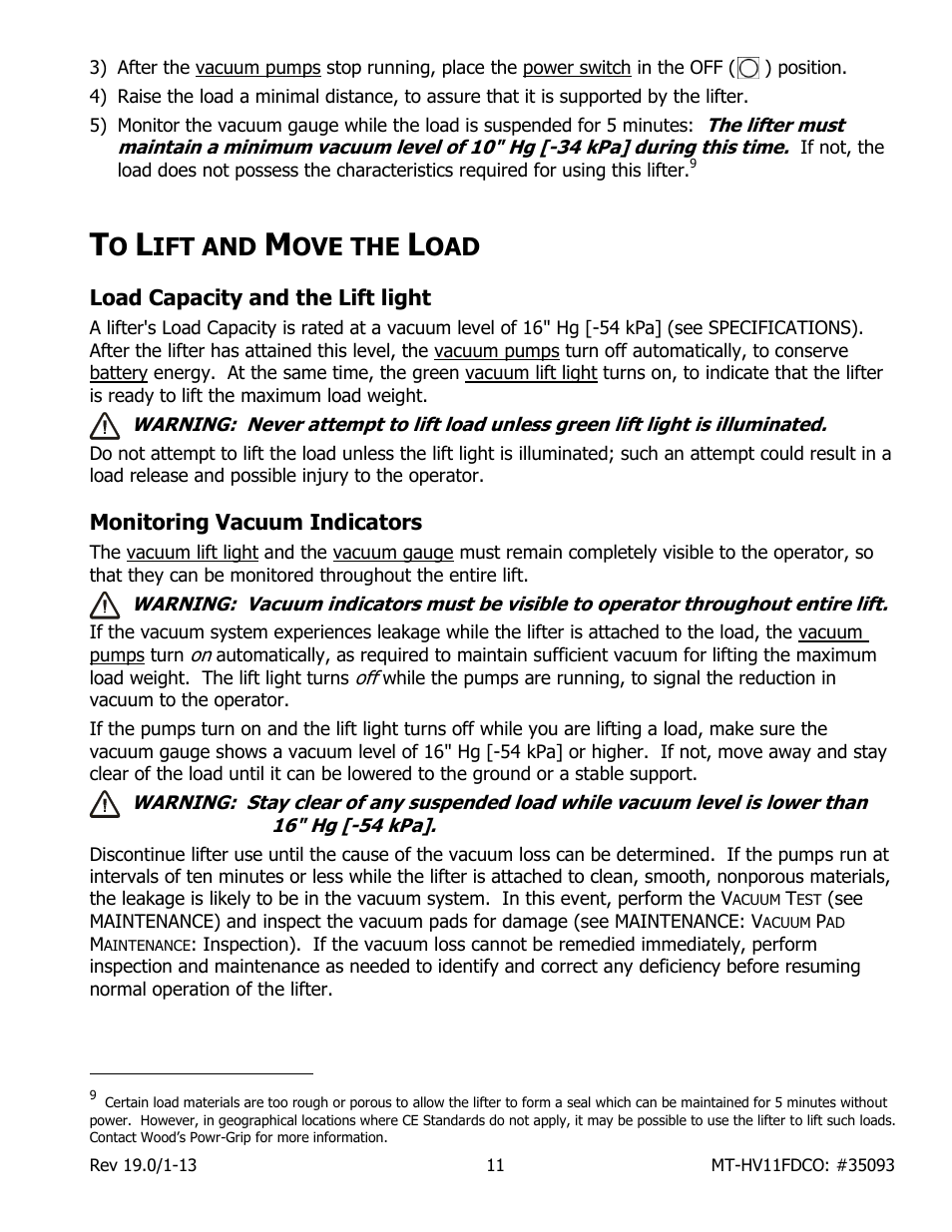 Ift and, Ove the | Wood’s Powr-Grip MT10HV11FDCO User Manual | Page 13 / 27