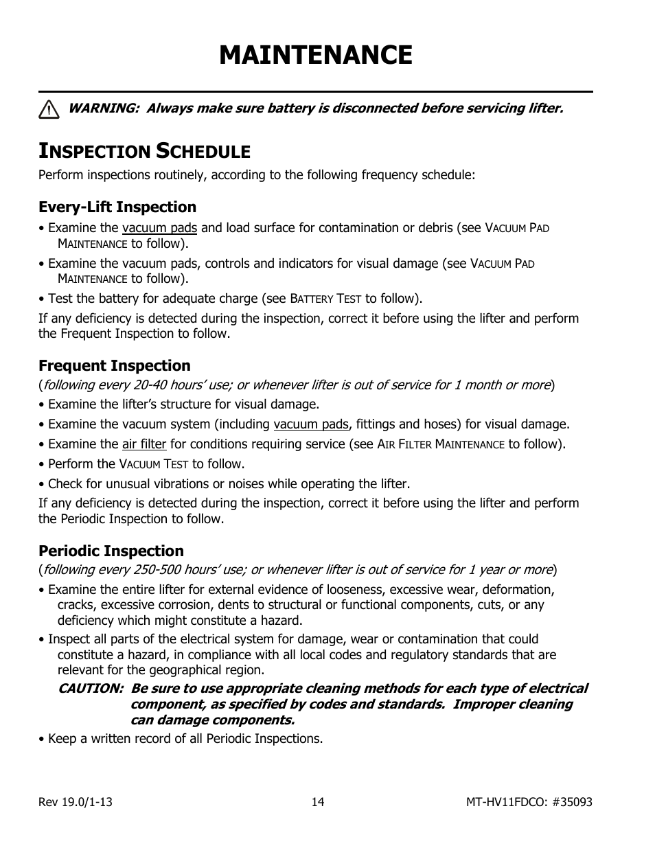 Maintenance, Nspection, Chedule | Wood’s Powr-Grip MT10HV11FDCO User Manual | Page 16 / 27
