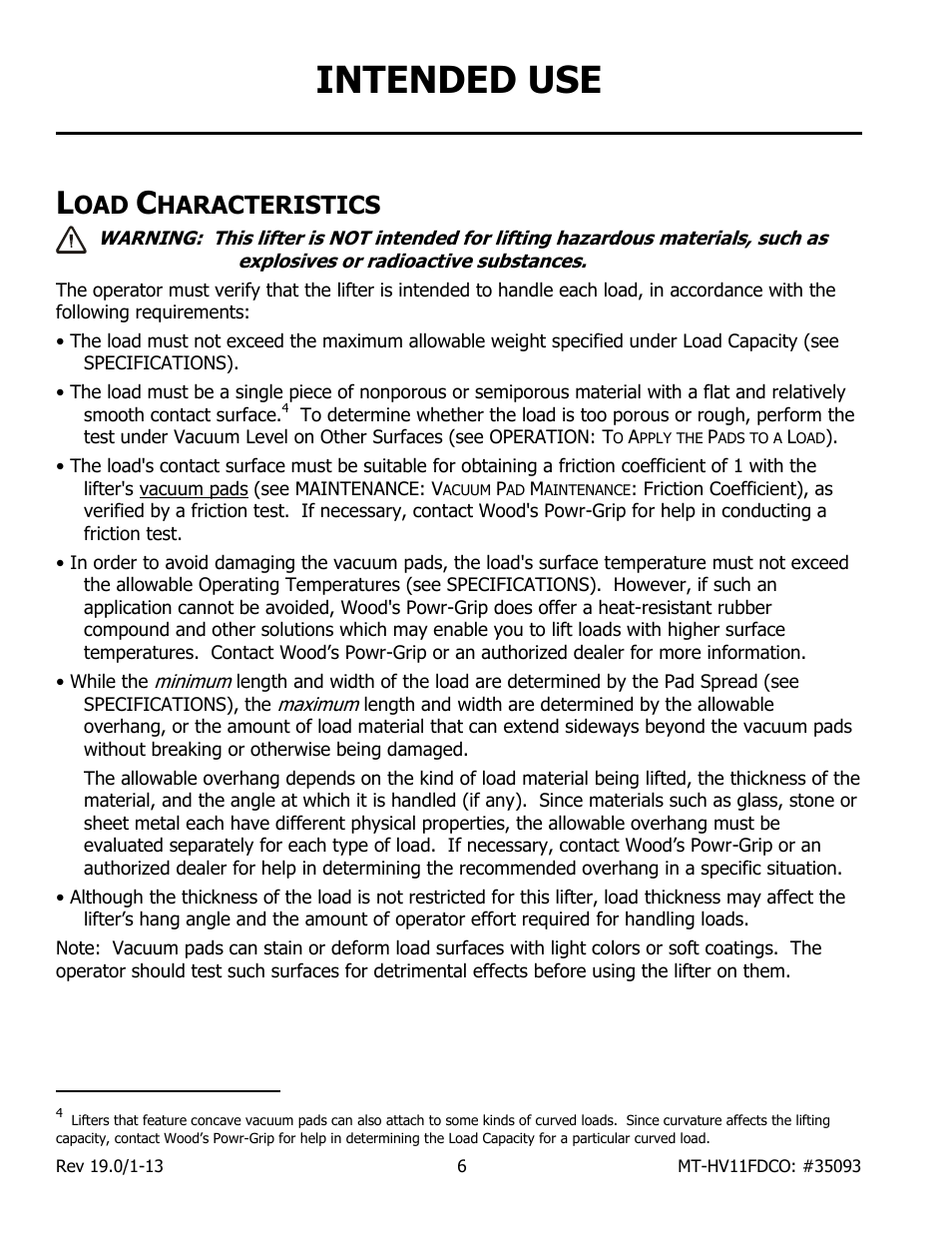 Intended use, Haracteristics | Wood’s Powr-Grip MT10HV11FDCO User Manual | Page 8 / 27