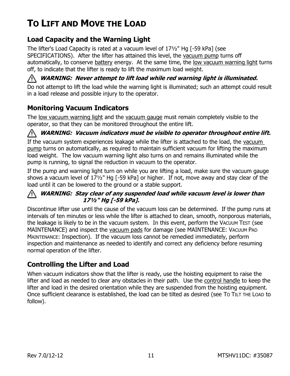 Ift and, Ove the | Wood’s Powr-Grip MT5HV11DC User Manual | Page 13 / 30