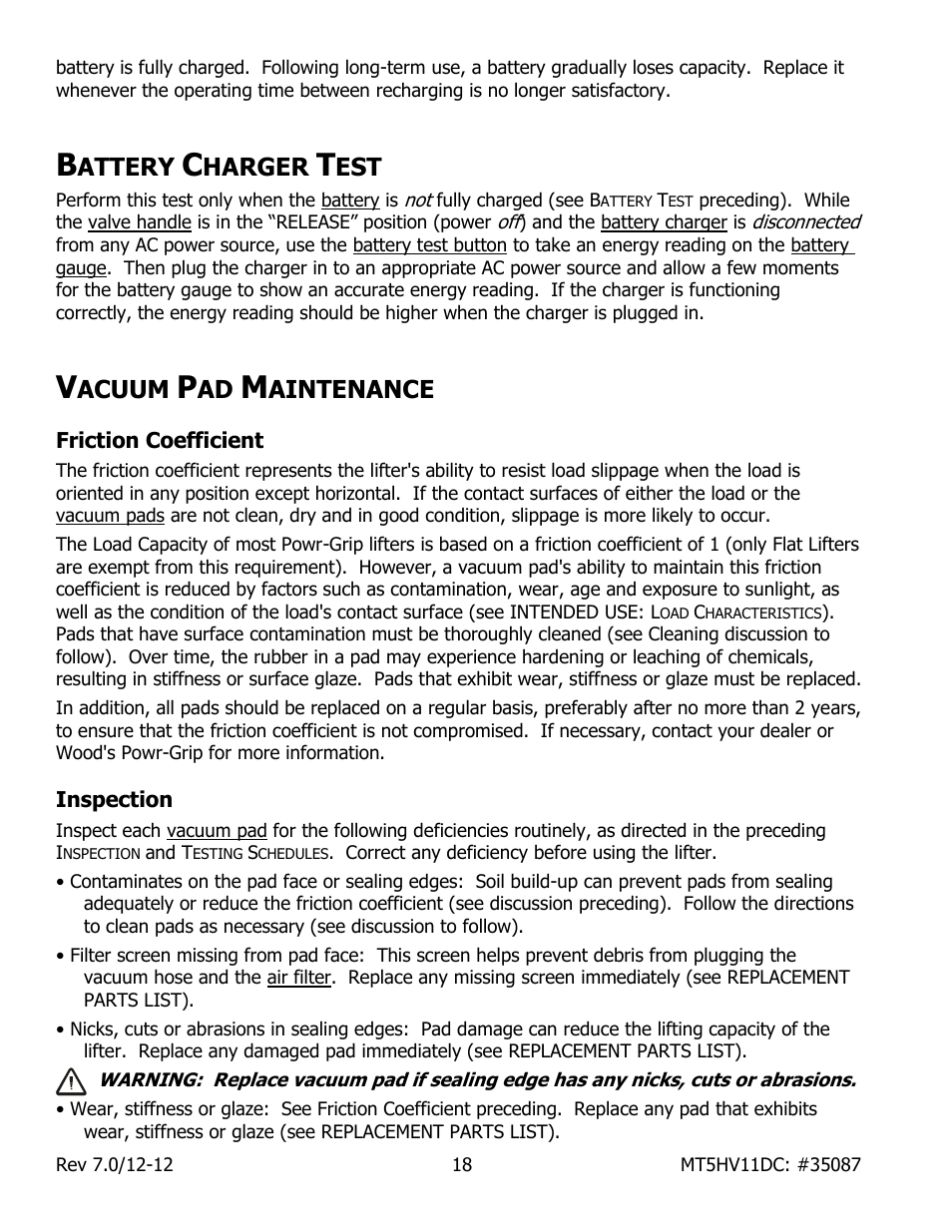 Attery, Harger, Acuum | Aintenance | Wood’s Powr-Grip MT5HV11DC User Manual | Page 20 / 30