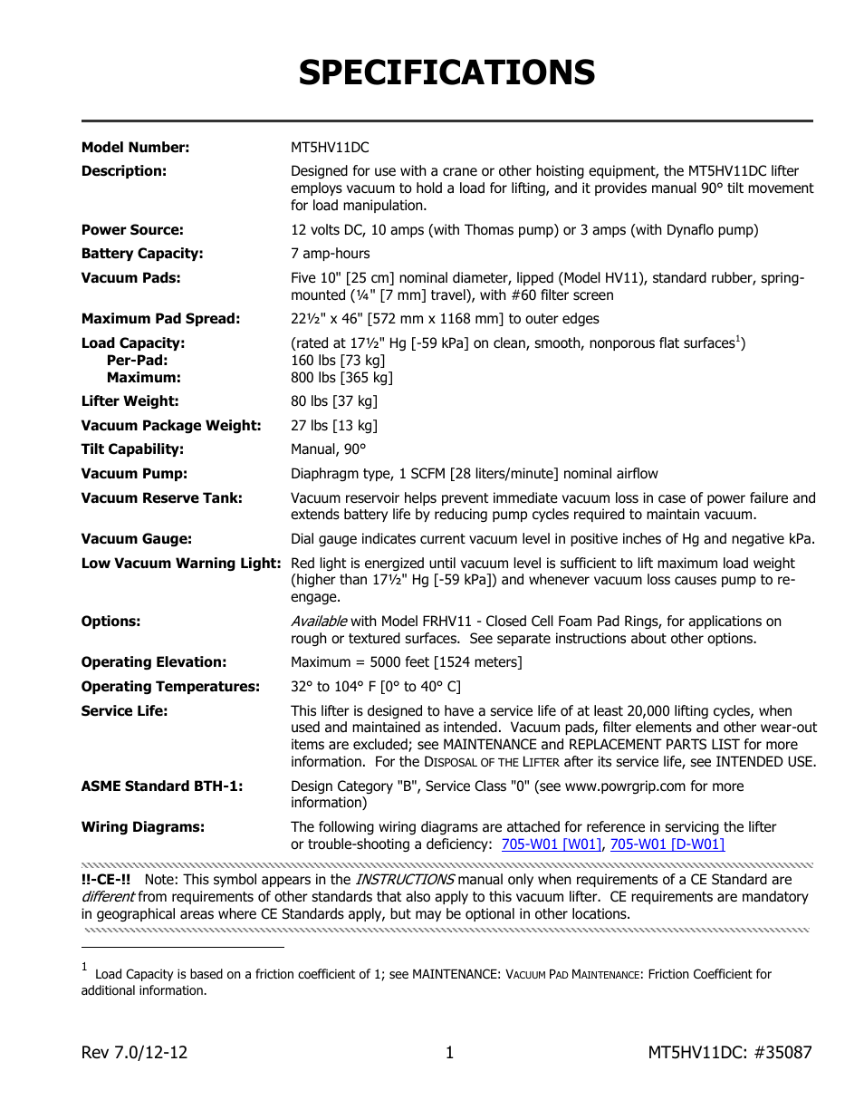 Specifications | Wood’s Powr-Grip MT5HV11DC User Manual | Page 3 / 30