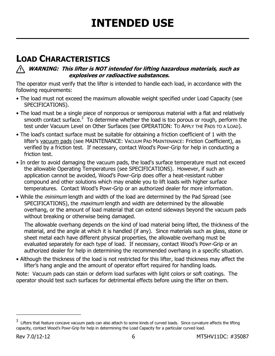 Intended use, Haracteristics | Wood’s Powr-Grip MT5HV11DC User Manual | Page 8 / 30