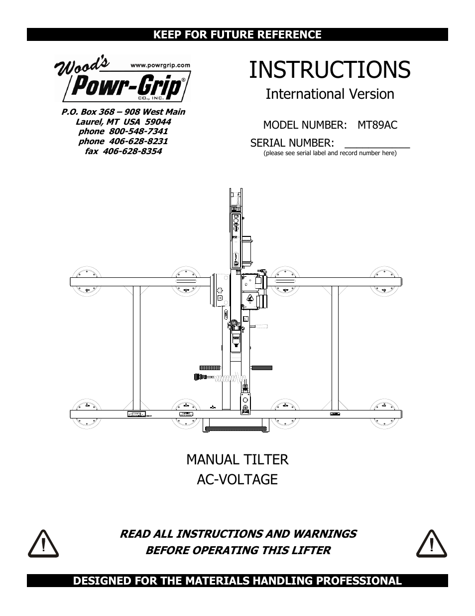 Wood’s Powr-Grip MT89AC User Manual | 31 pages