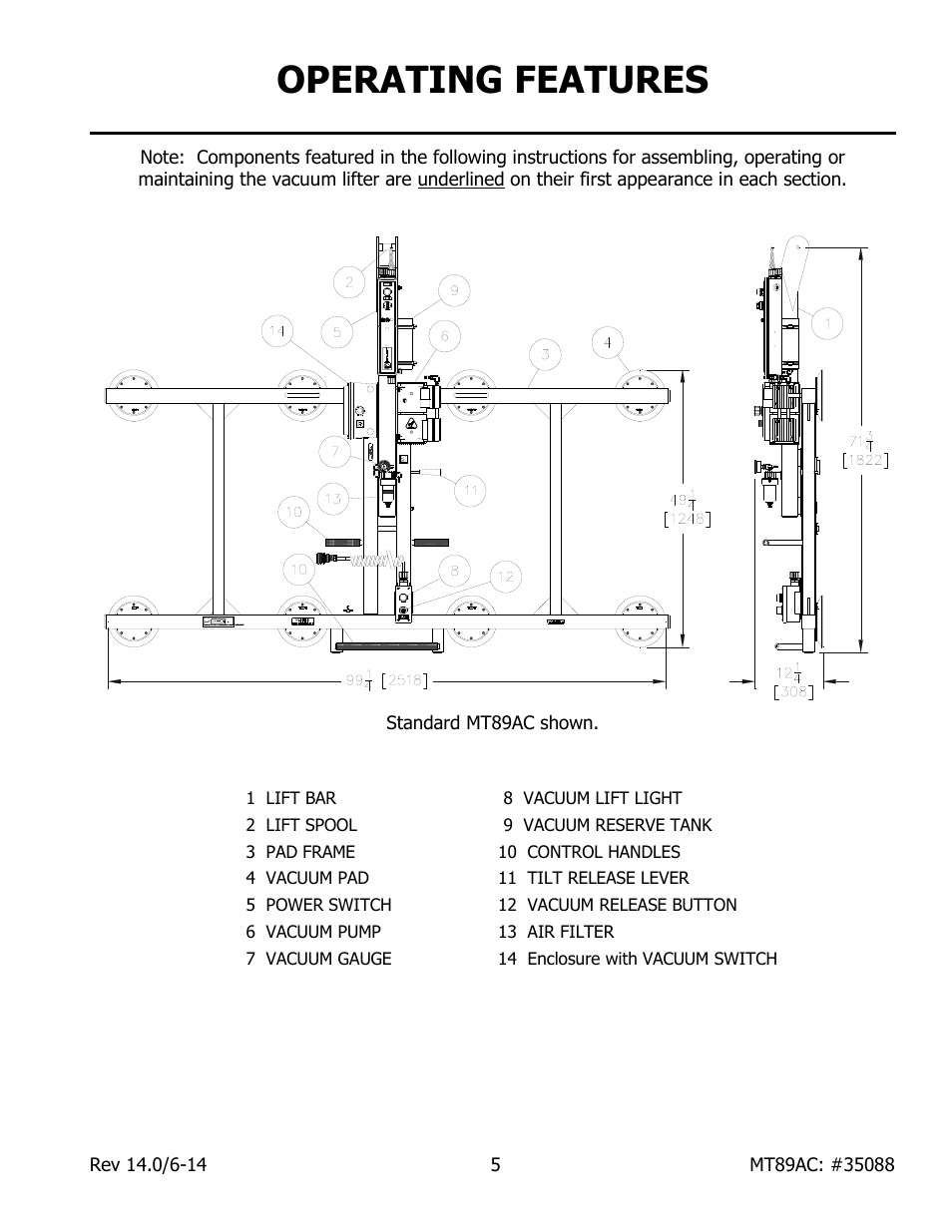 Operating features | Wood’s Powr-Grip MT89AC User Manual | Page 7 / 31