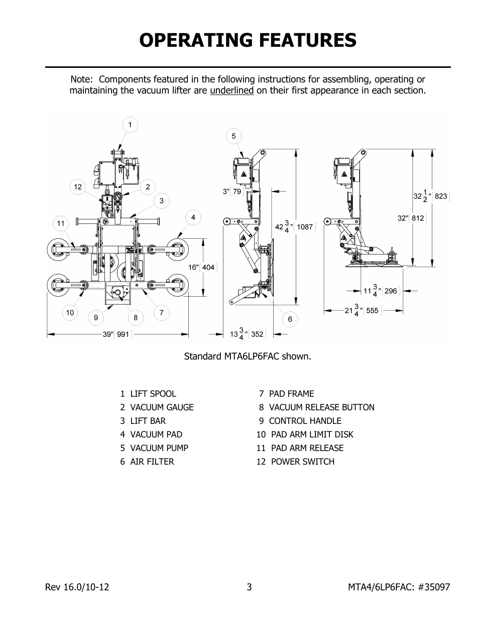 Operating features | Wood’s Powr-Grip MTA6LP6FAC User Manual | Page 5 / 21