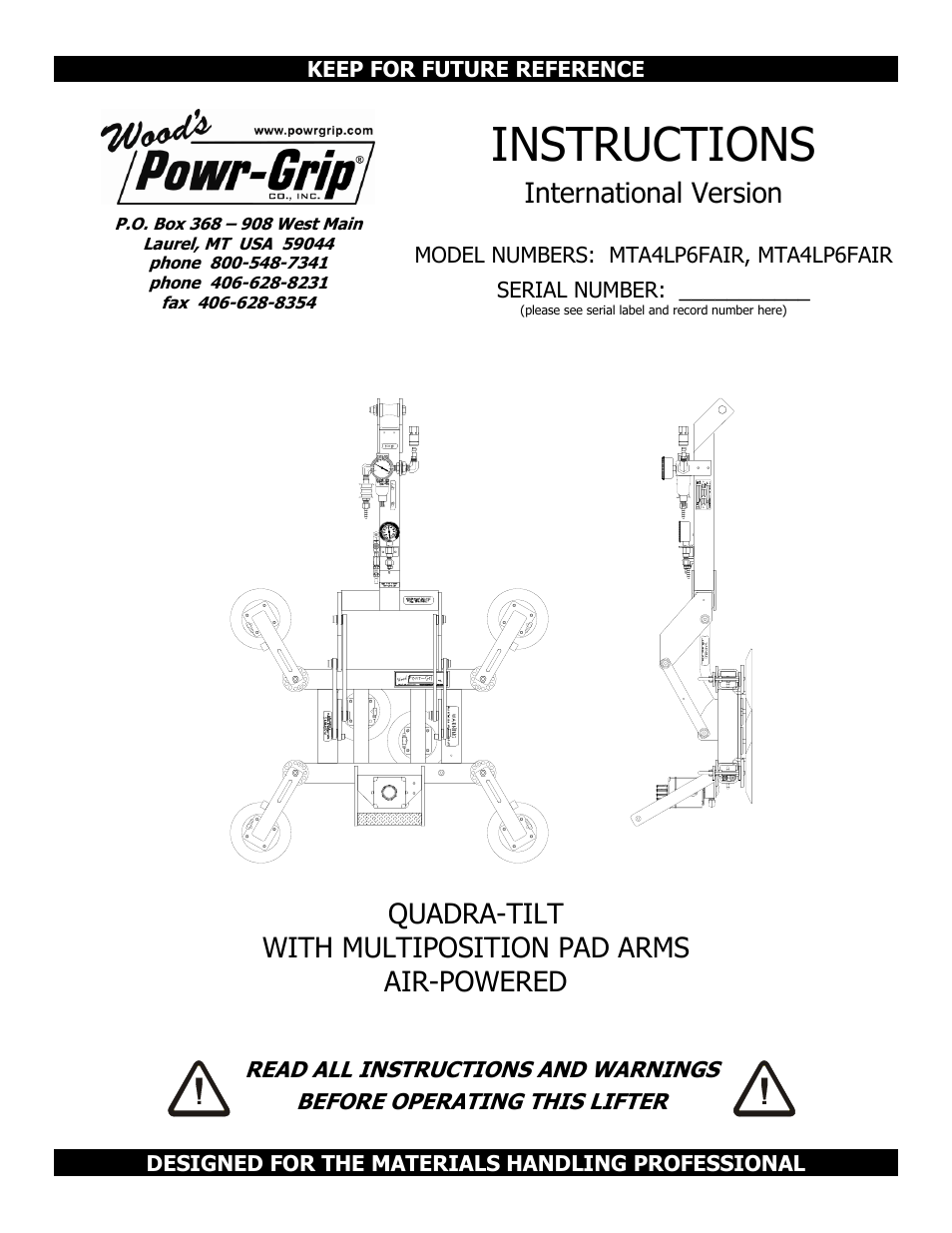 Wood’s Powr-Grip MTA6LP6FAIR User Manual | 20 pages