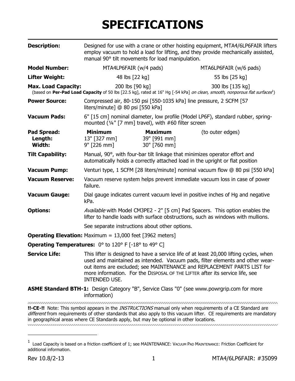 Specifications | Wood’s Powr-Grip MTA6LP6FAIR User Manual | Page 3 / 20