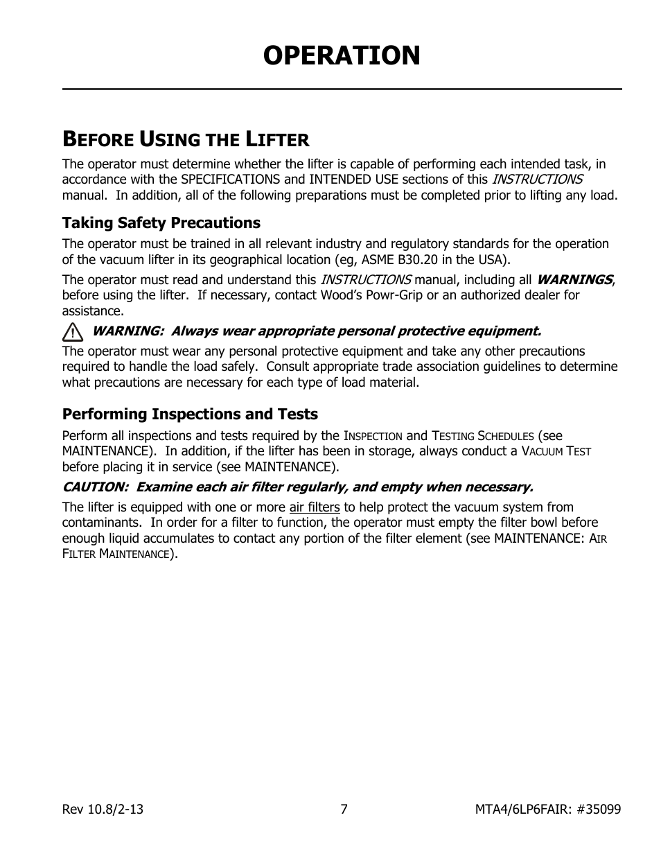 Operation, Efore, Sing the | Ifter | Wood’s Powr-Grip MTA6LP6FAIR User Manual | Page 9 / 20