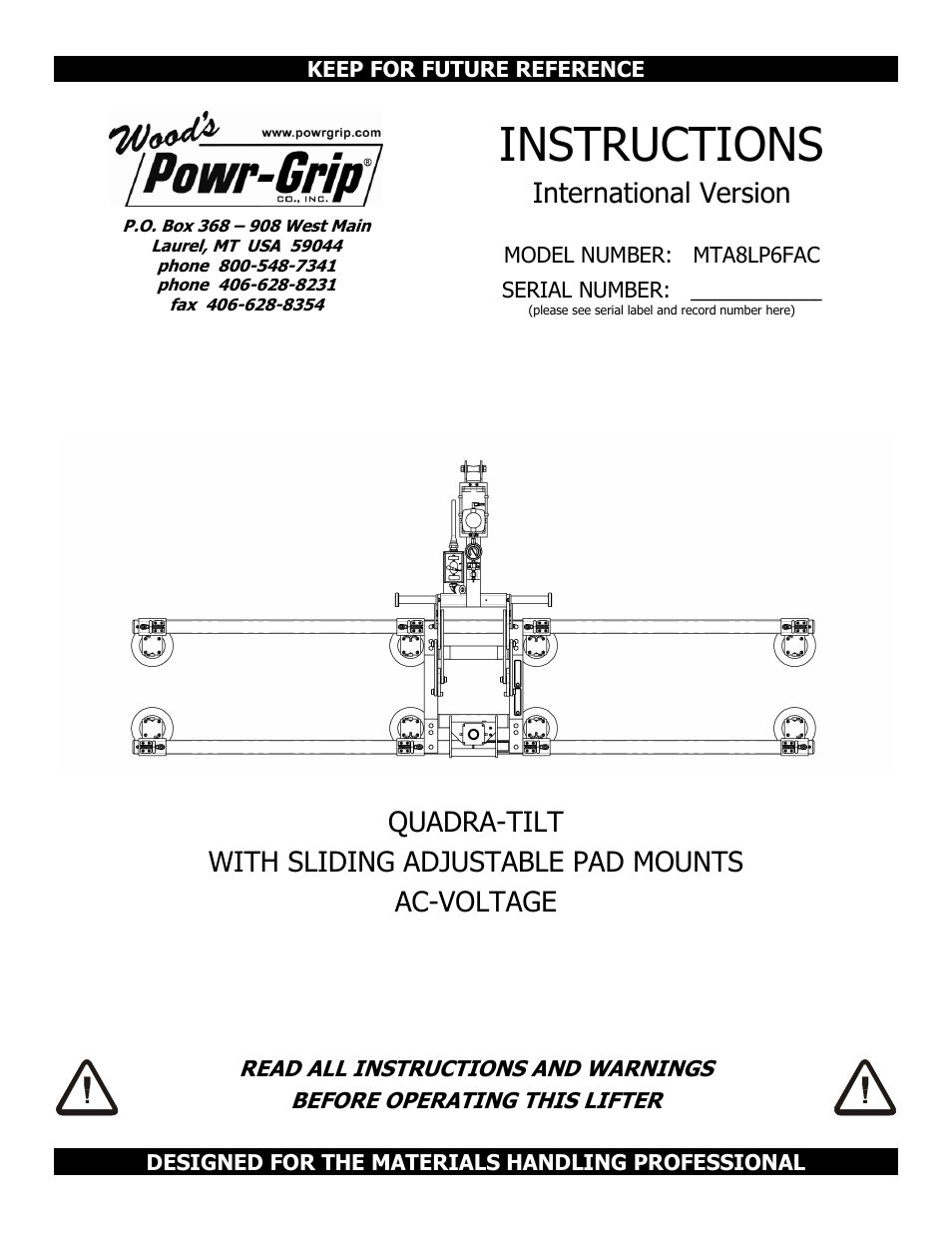 Wood’s Powr-Grip MTA8LP6FAC User Manual | 23 pages