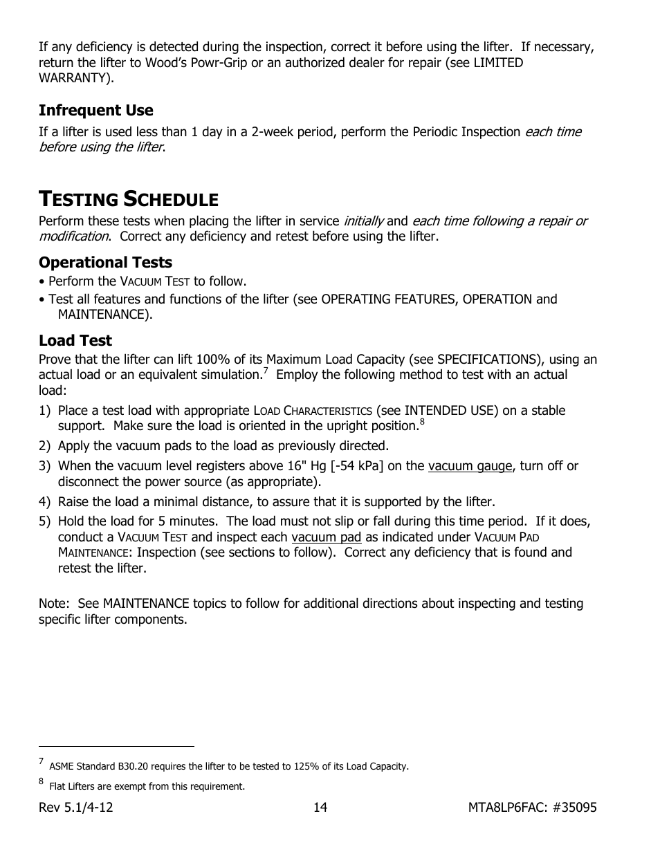 Esting, Chedule | Wood’s Powr-Grip MTA8LP6FAC User Manual | Page 16 / 23