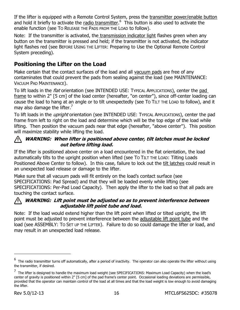 Positioning the lifter on the load | Wood’s Powr-Grip MTCL6FS625DC User Manual | Page 18 / 42