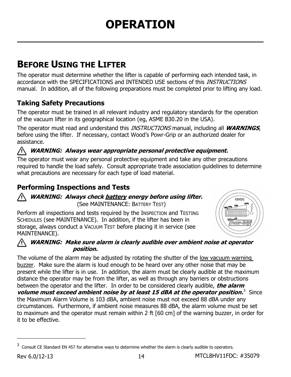 Operation, Efore, Sing the | Ifter, Taking safety precautions, Performing inspections and tests | Wood’s Powr-Grip MTCL8FS10TDC User Manual | Page 16 / 42