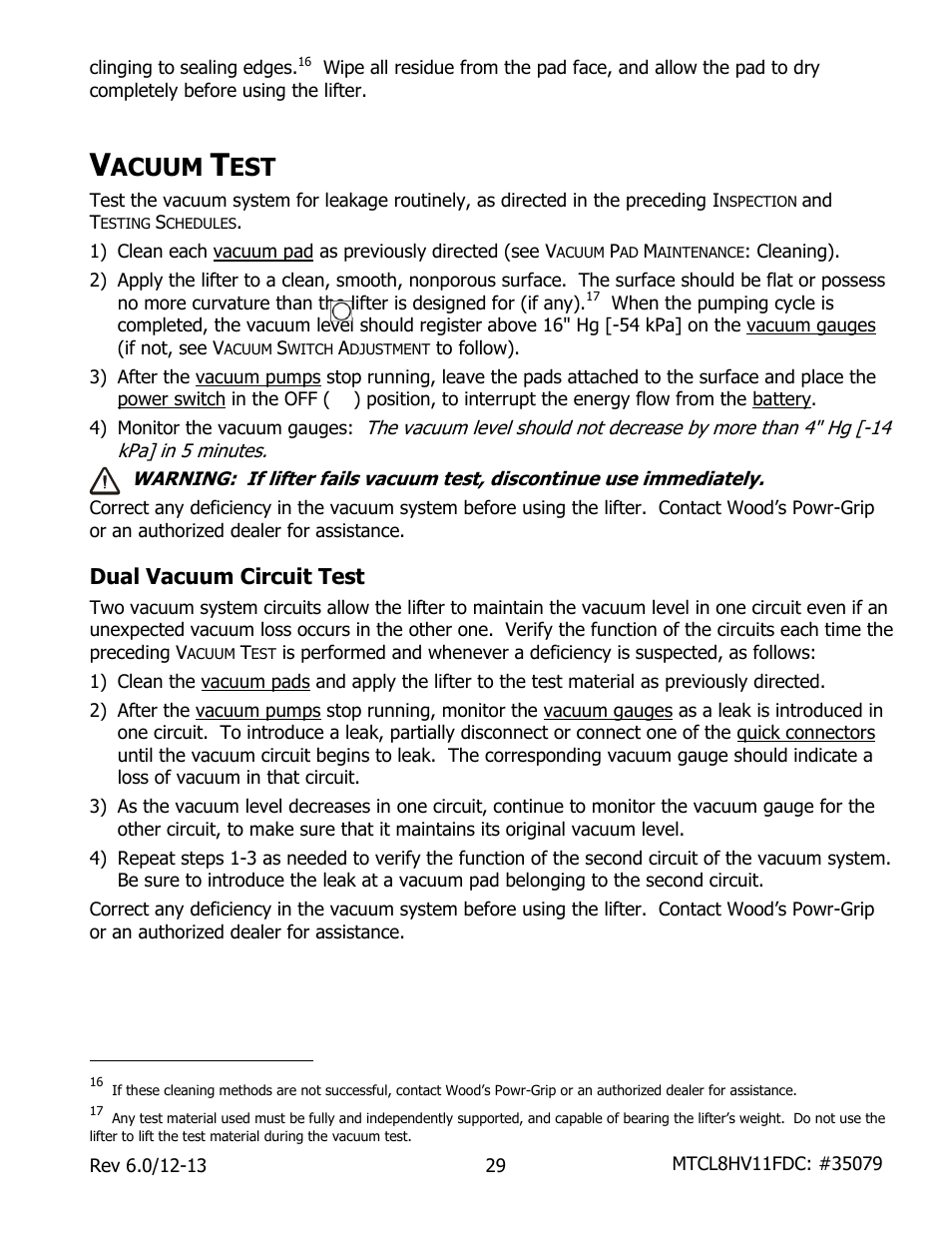 Acuum, Dual vacuum circuit test | Wood’s Powr-Grip MTCL8FS10TDC User Manual | Page 31 / 42