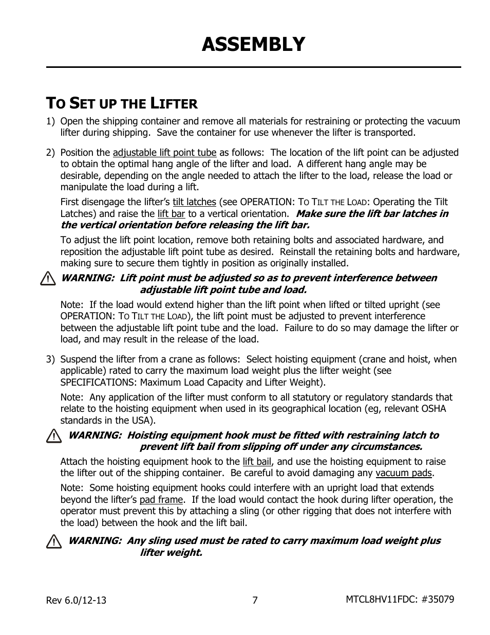 Assembly, Et up the, Ifter | Wood’s Powr-Grip MTCL8FS10TDC User Manual | Page 9 / 42