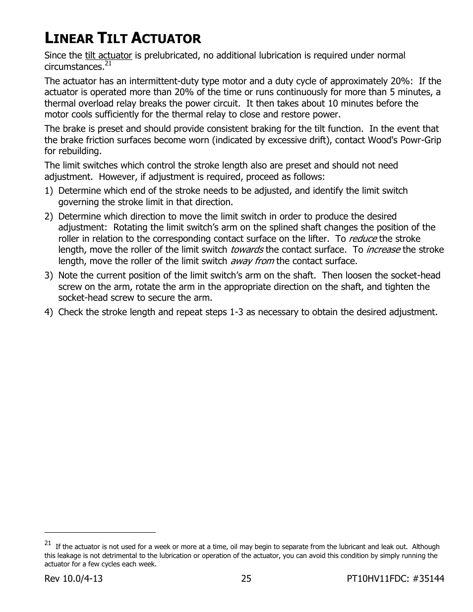 Inear, Ctuator | Wood’s Powr-Grip PT10FS10TDC User Manual | Page 27 / 29