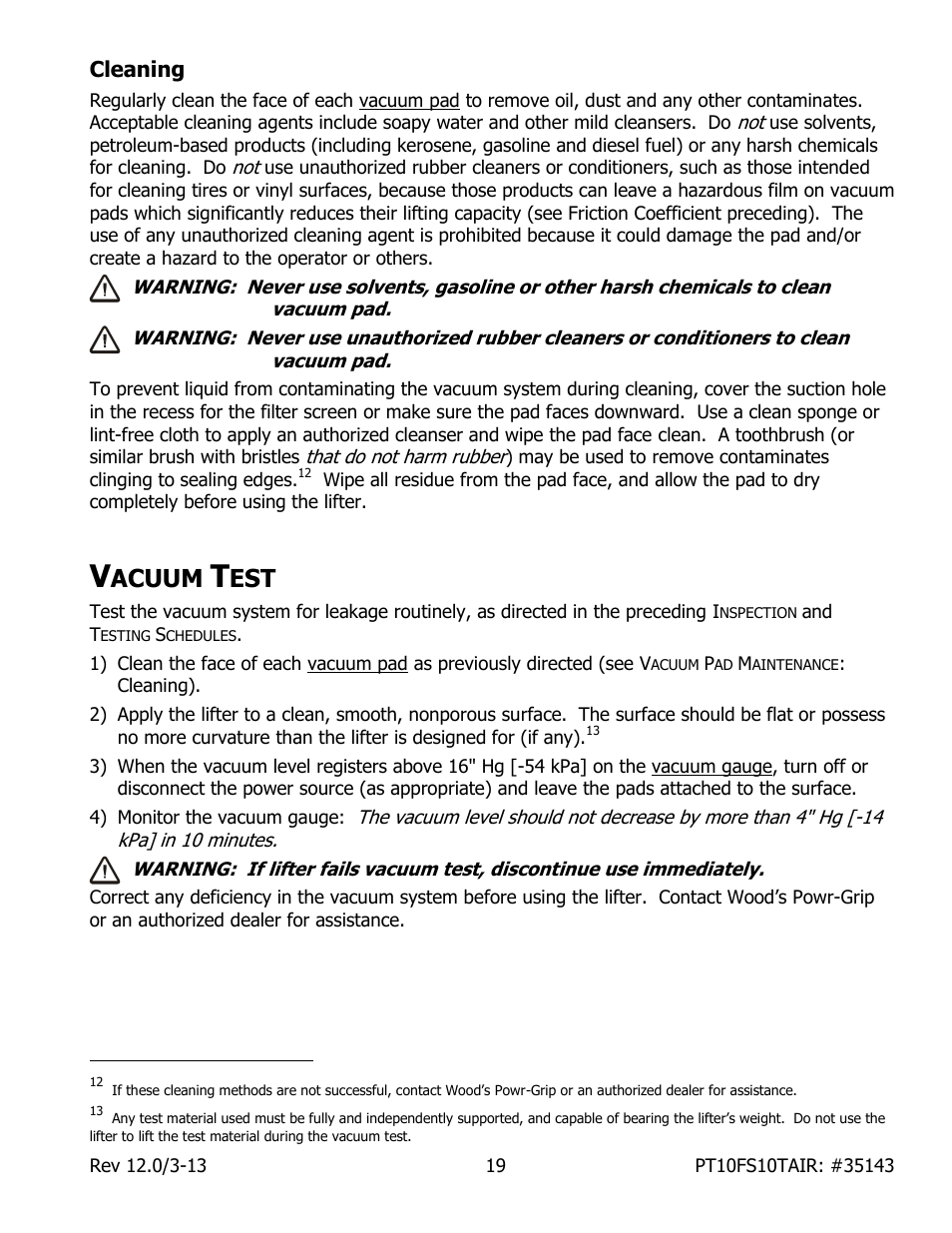 Cleaning, Acuum | Wood’s Powr-Grip PT10FS10TAIR User Manual | Page 21 / 28