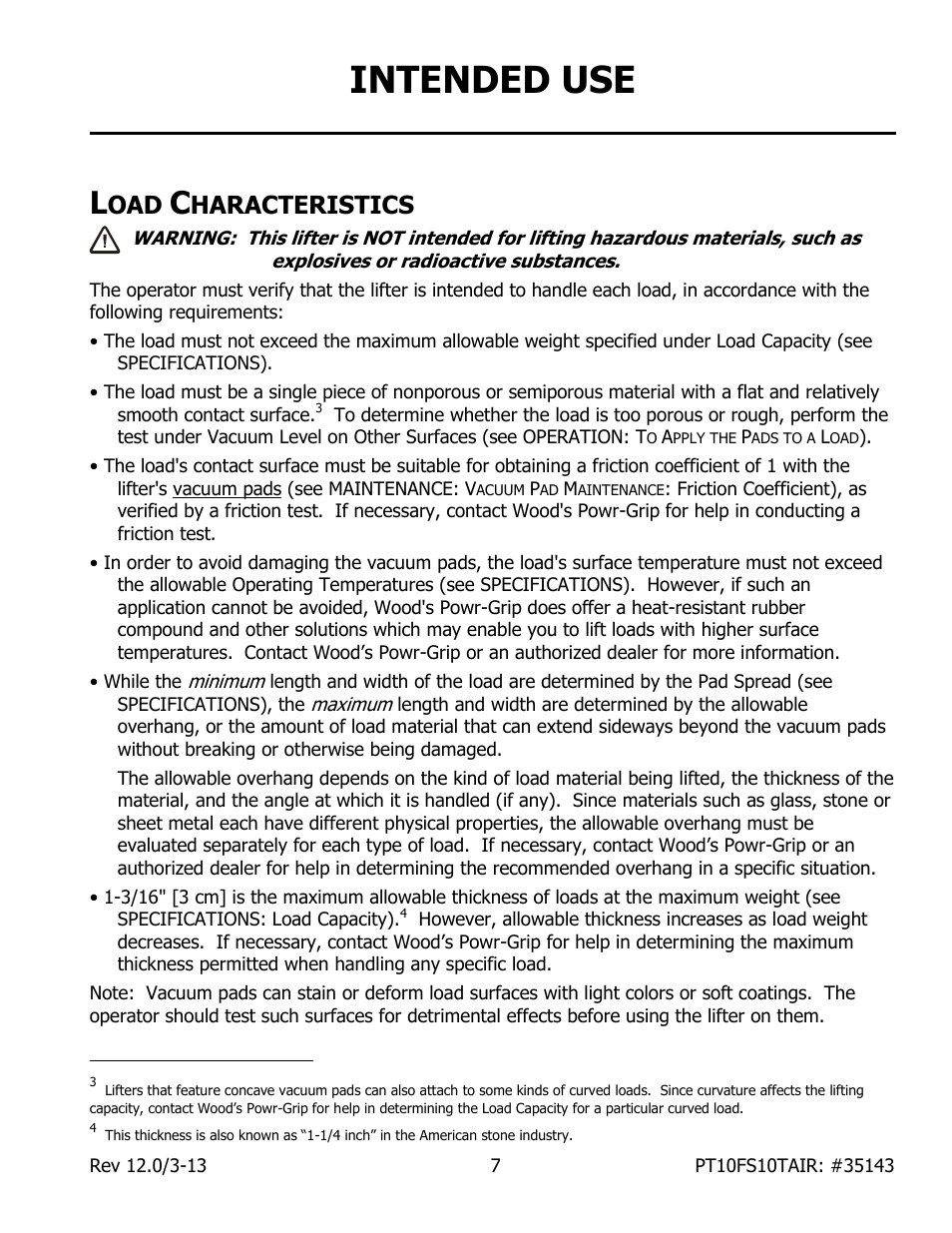 Intended use, Haracteristics | Wood’s Powr-Grip PT10FS10TAIR User Manual | Page 9 / 28