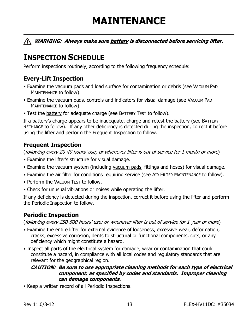 Maintenance, Nspection, Chedule | Wood’s Powr-Grip FLEX5HV11DC User Manual | Page 15 / 27