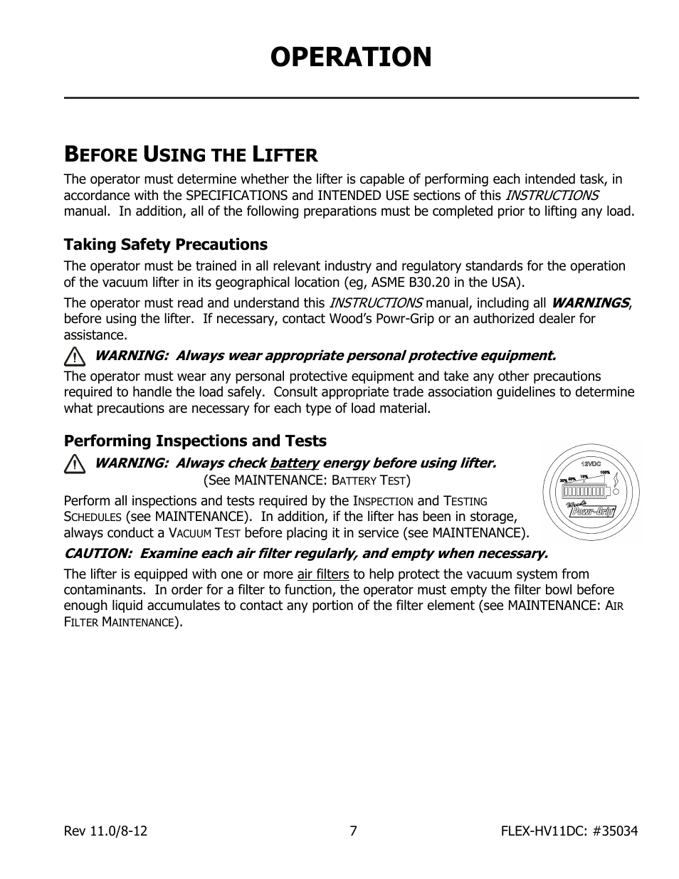 Operation, Efore, Sing the | Ifter | Wood’s Powr-Grip FLEX5HV11DC User Manual | Page 9 / 27