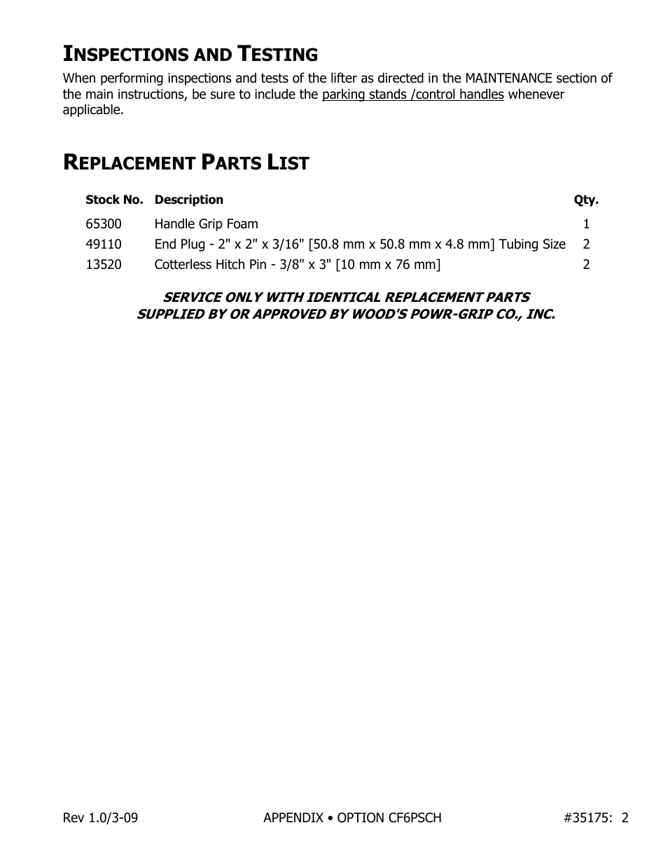 Wood’s Powr-Grip CF6PSCH User Manual | Page 2 / 2