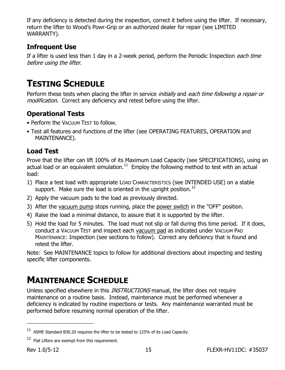 Esting, Chedule, Aintenance | Wood’s Powr-Grip FLEXR6HV11DC User Manual | Page 17 / 28