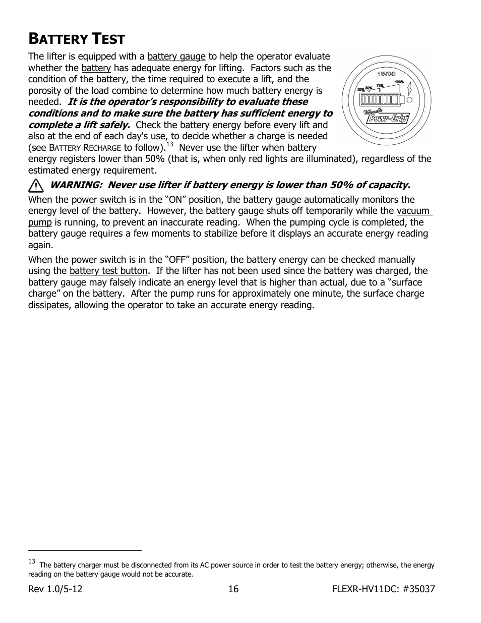 Attery | Wood’s Powr-Grip FLEXR6HV11DC User Manual | Page 18 / 28