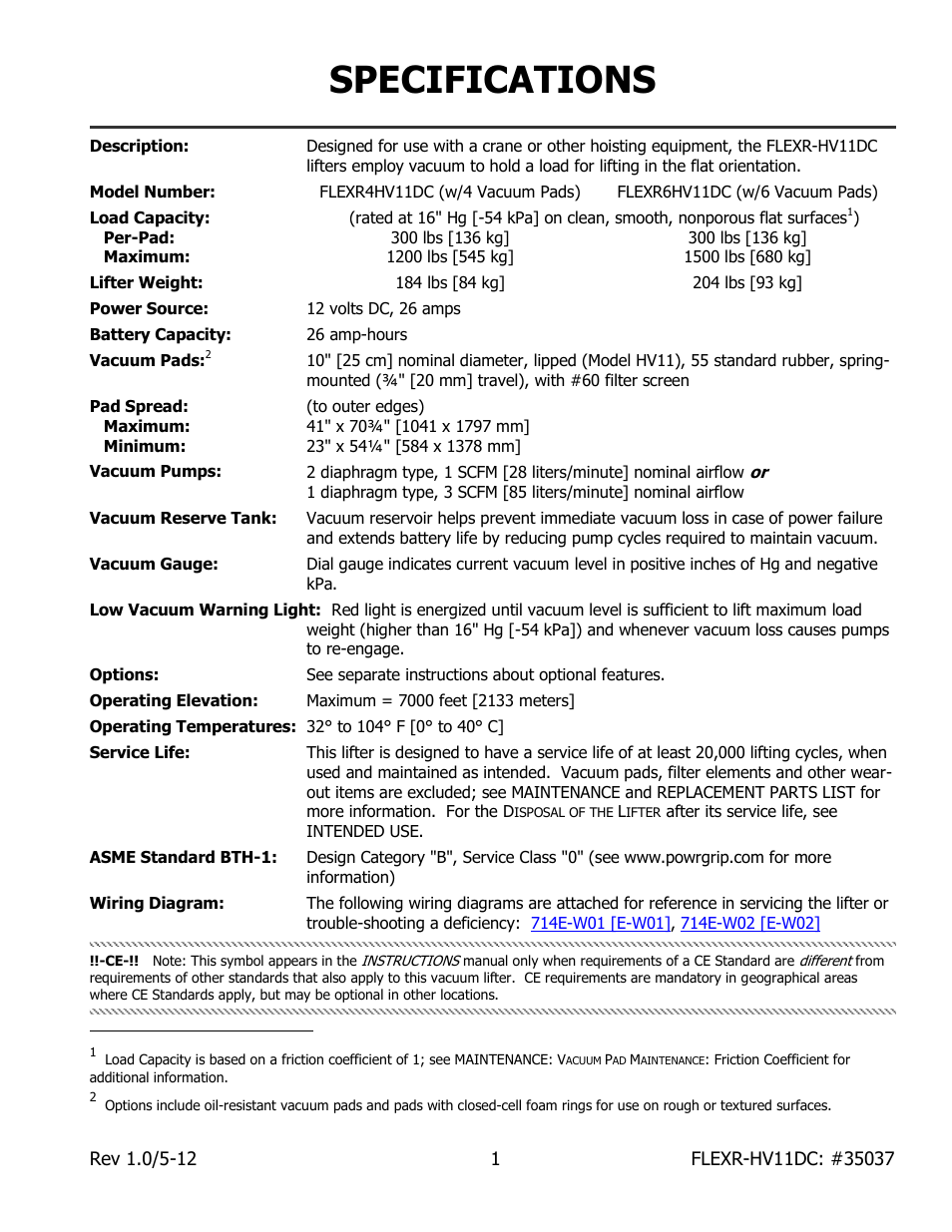 Specifications | Wood’s Powr-Grip FLEXR6HV11DC User Manual | Page 3 / 28