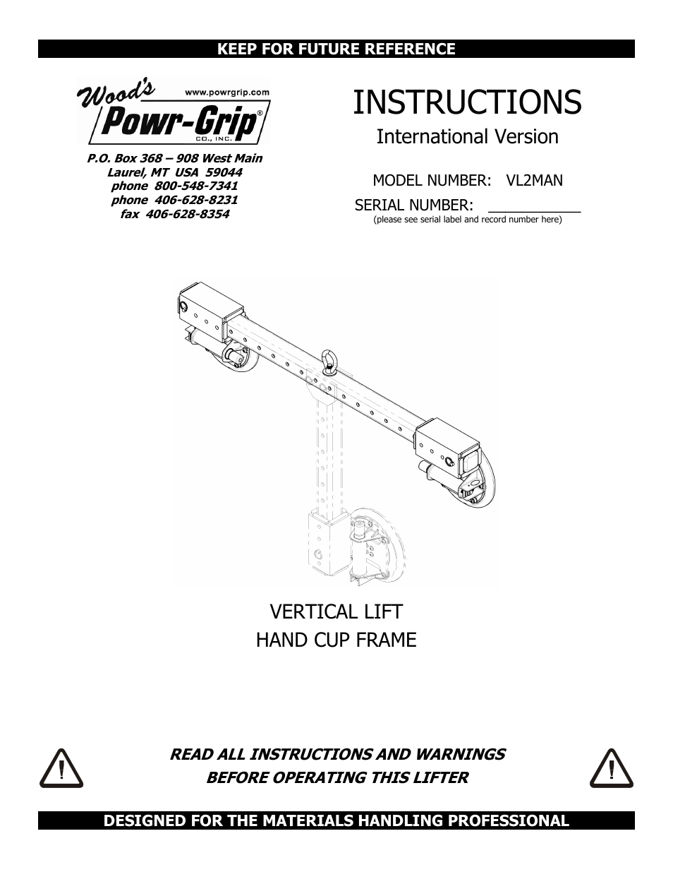 Wood’s Powr-Grip VL2MAN User Manual | 19 pages