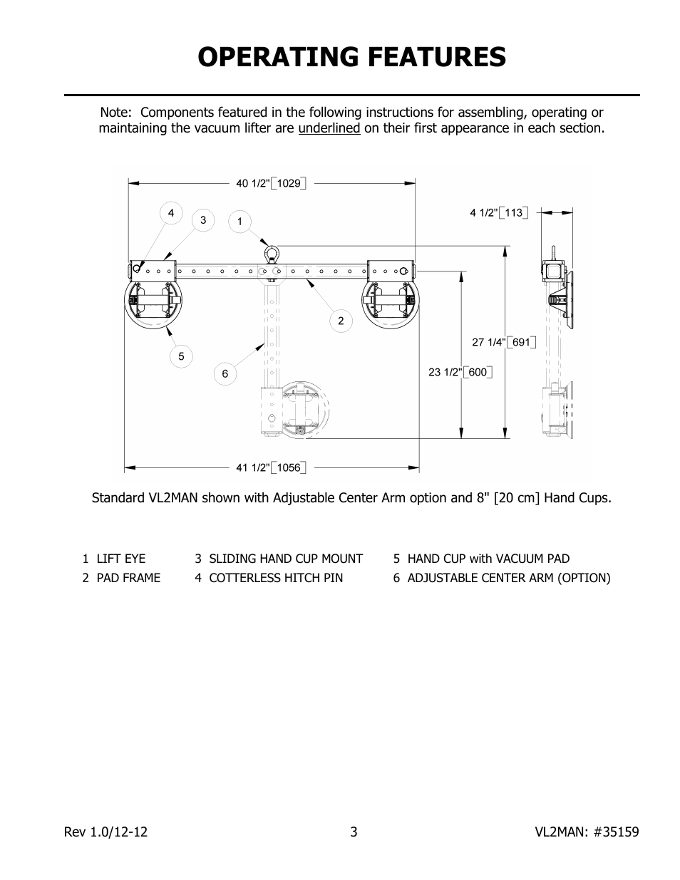 Operating features | Wood’s Powr-Grip VL2MAN User Manual | Page 5 / 19