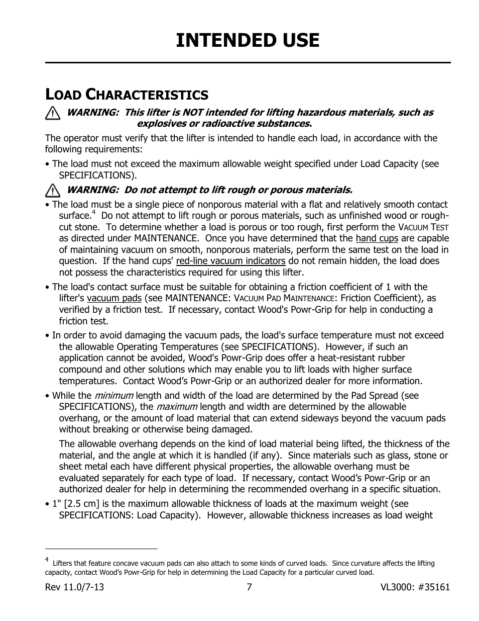 Intended use, Haracteristics | Wood’s Powr-Grip VL3000L User Manual | Page 9 / 20