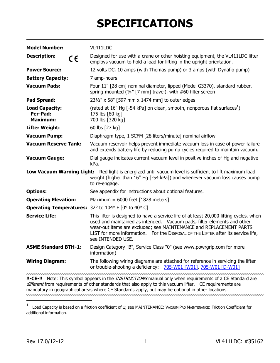 Specifications | Wood’s Powr-Grip VL411LDC User Manual | Page 3 / 27