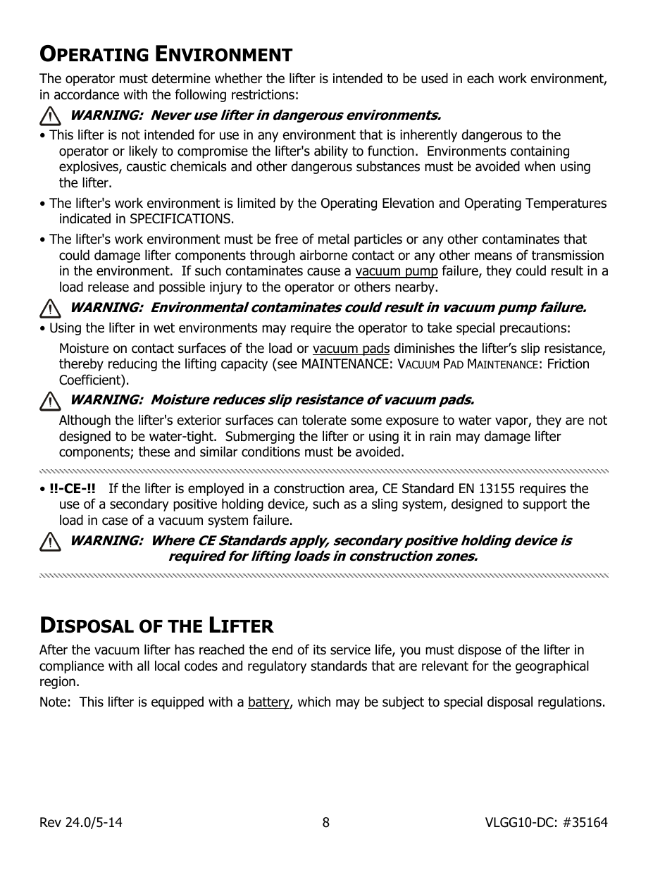 Perating, Nvironment, Isposal of the | Ifter | Wood’s Powr-Grip VLGG1011LDC User Manual | Page 10 / 32