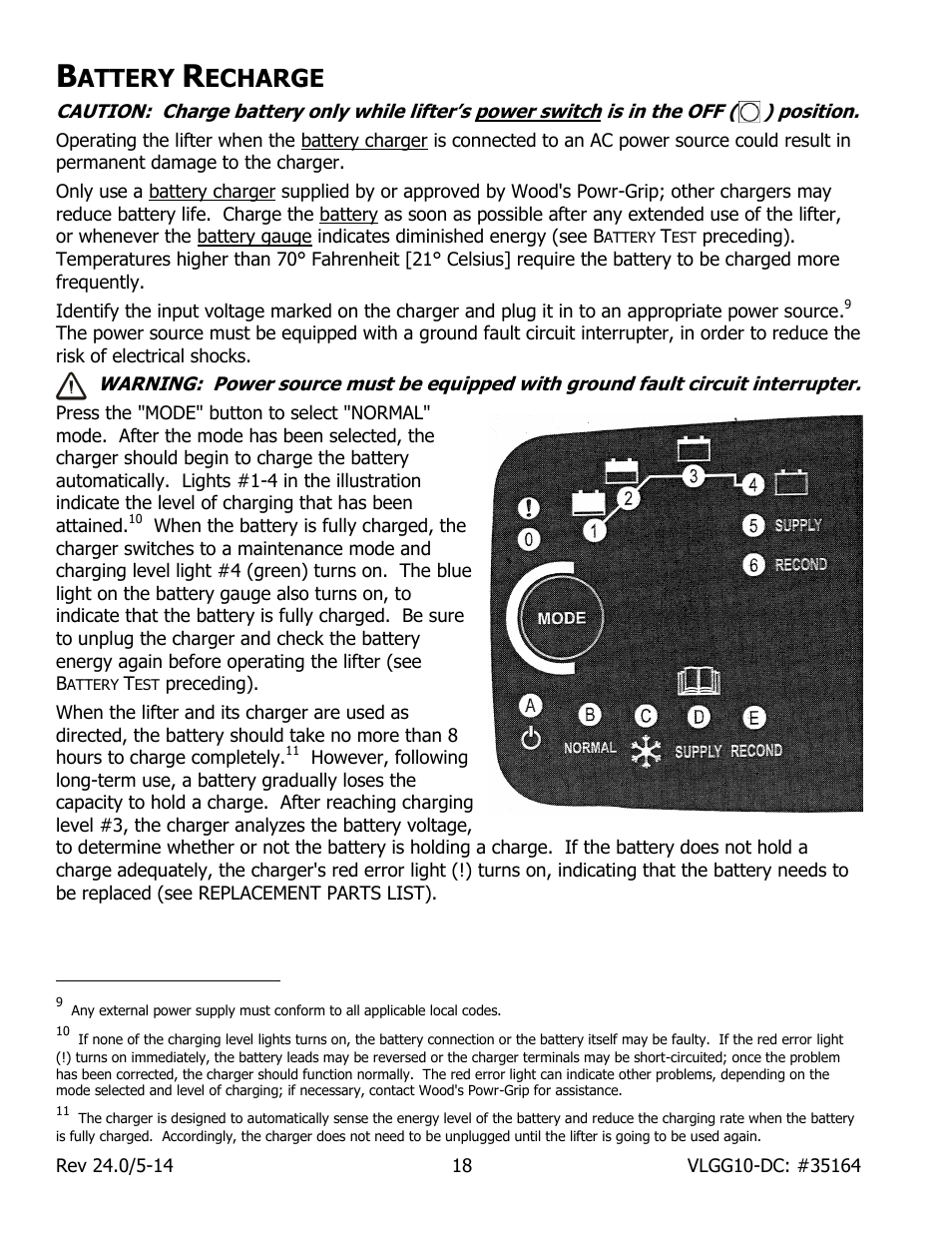 Attery, Echarge | Wood’s Powr-Grip VLGG1011LDC User Manual | Page 20 / 32
