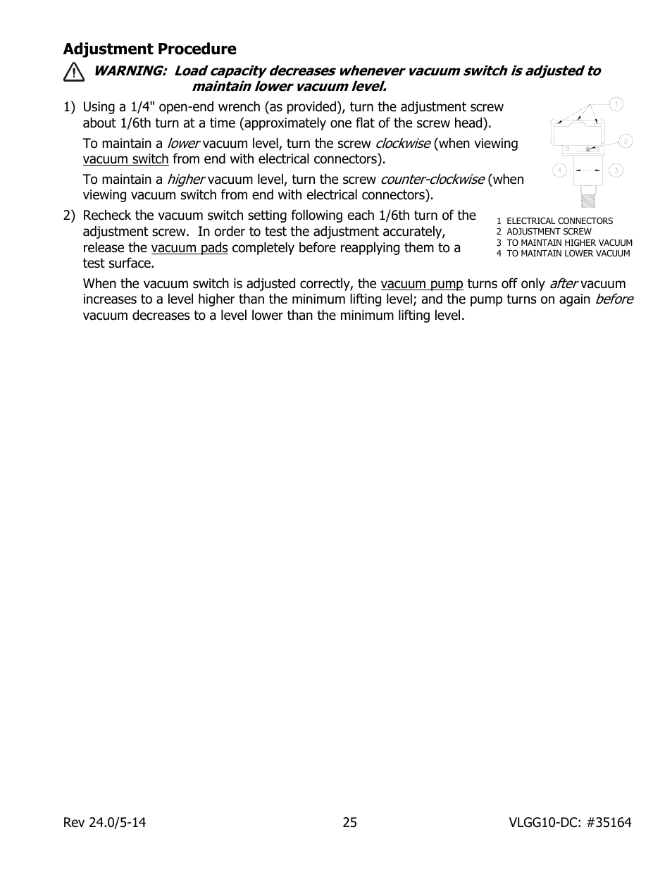 Adjustment procedure | Wood’s Powr-Grip VLGG1011LDC User Manual | Page 27 / 32
