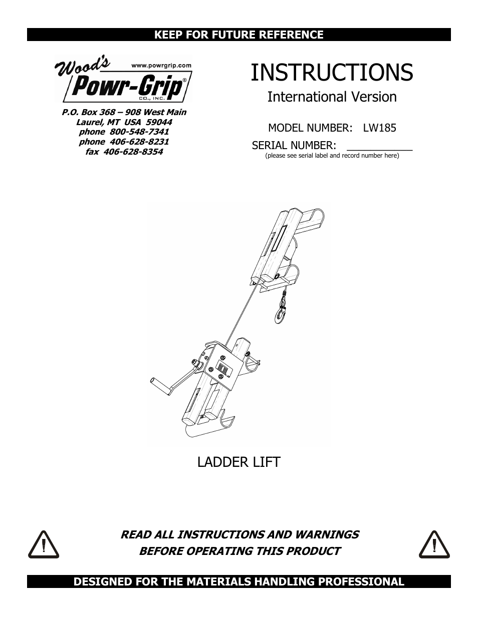 Wood’s Powr-Grip LL185 User Manual | 14 pages