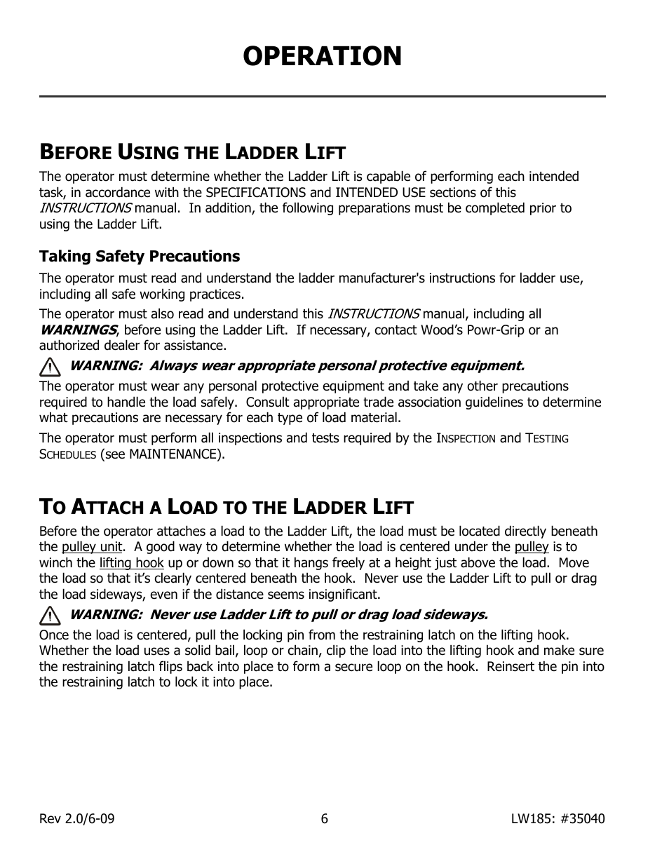 Operation | Wood’s Powr-Grip LL185 User Manual | Page 8 / 14