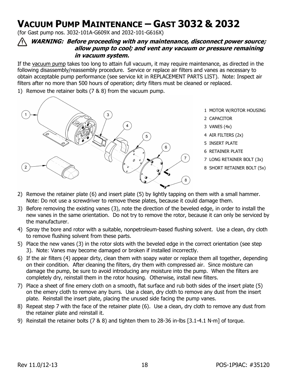 Acuum, Aintenance | Wood’s Powr-Grip POSF1P9AC User Manual | Page 20 / 25