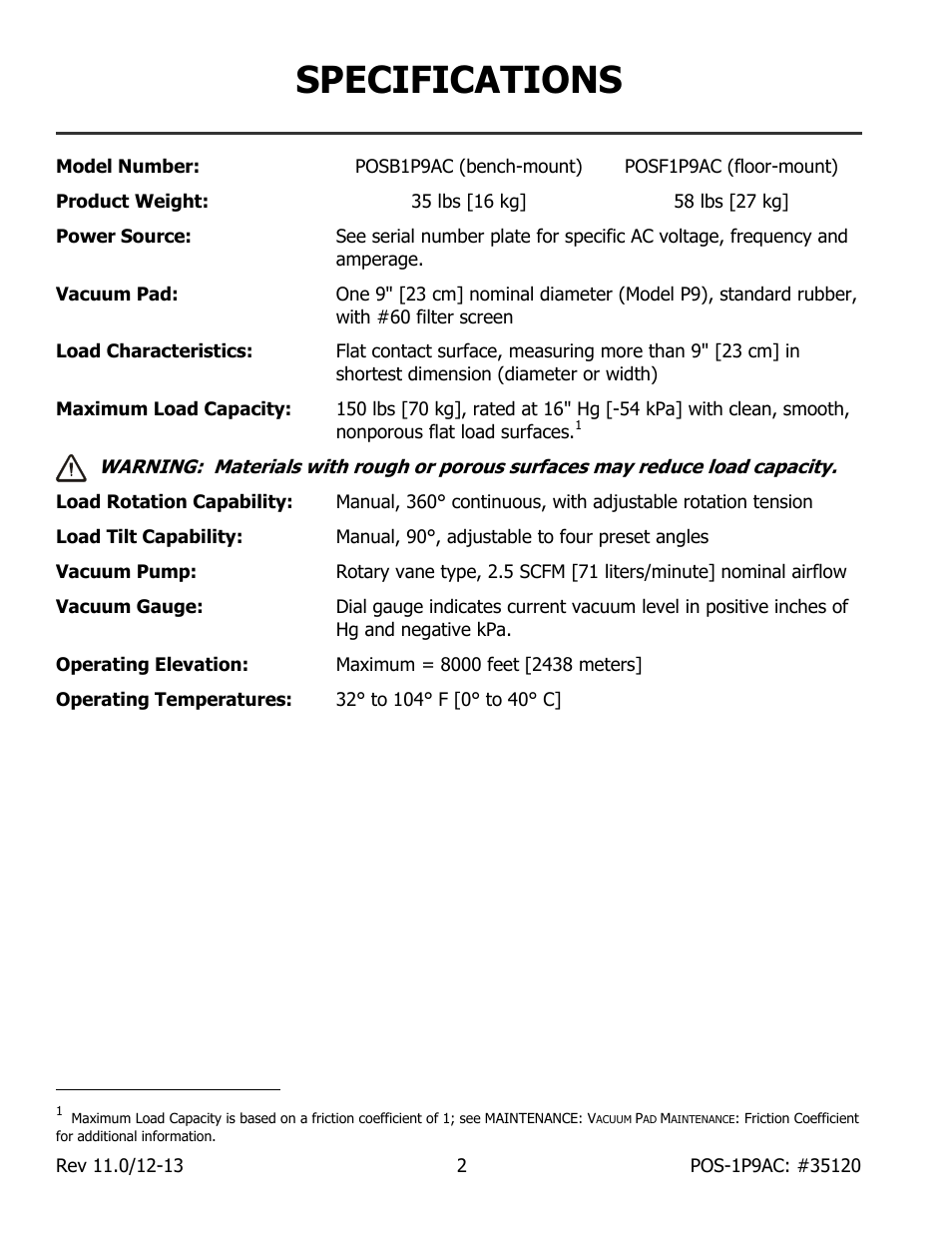 Specifications | Wood’s Powr-Grip POSF1P9AC User Manual | Page 4 / 25