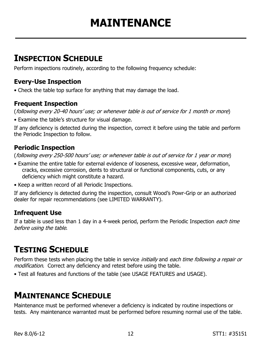 Maintenance | Wood’s Powr-Grip STT1 User Manual | Page 14 / 16