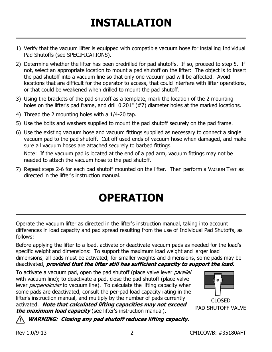 Installation, Operation | Wood’s Powr-Grip CM1COWB User Manual | Page 4 / 6