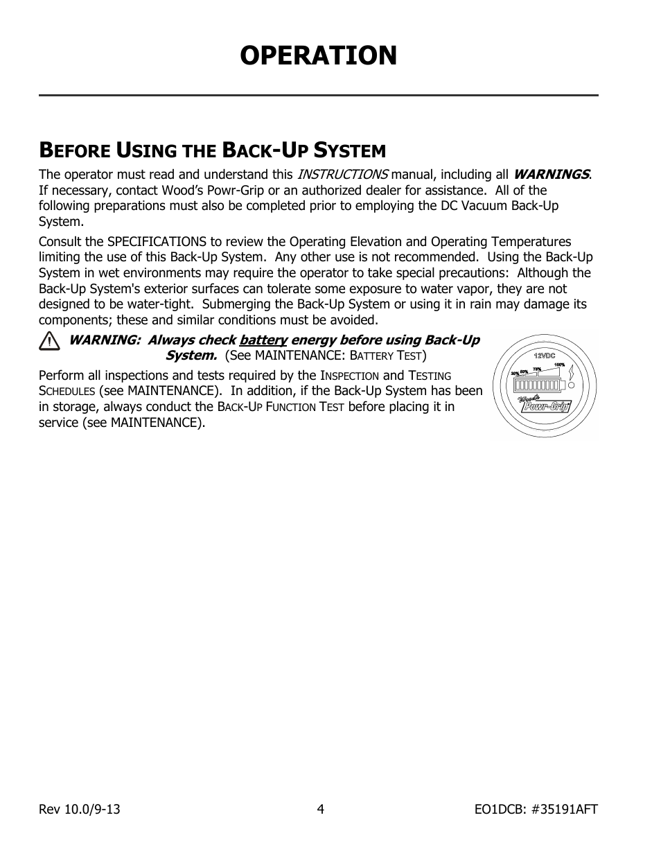 Operation, Efore, Sing the | Ystem | Wood’s Powr-Grip EO1DCB User Manual | Page 6 / 17