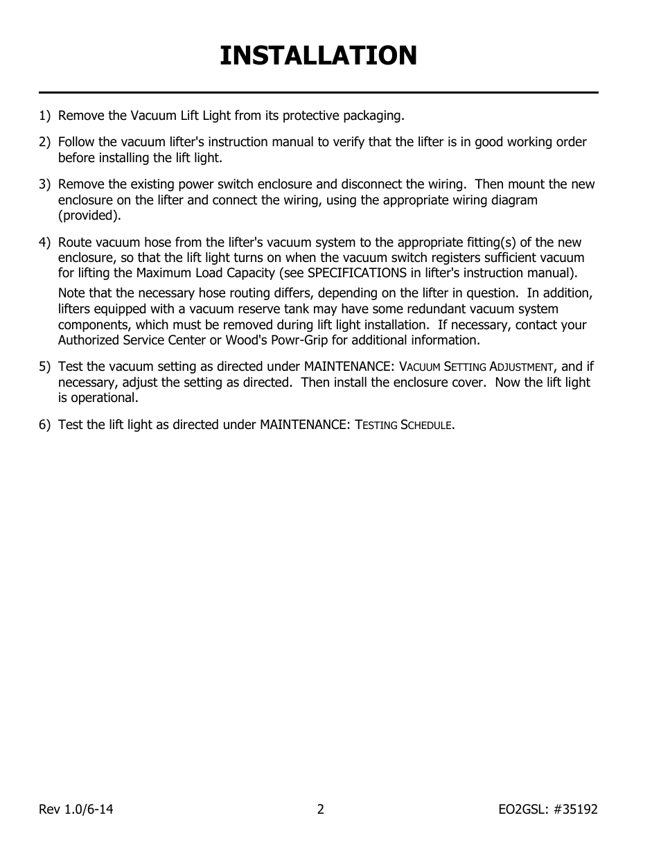 Installation | Wood’s Powr-Grip EO2GSL User Manual | Page 4 / 10