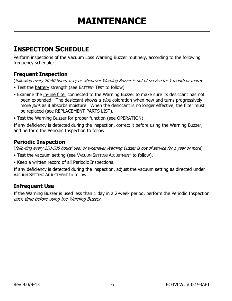 Maintenance, Nspection, Chedule | Wood’s Powr-Grip EO3VLW User Manual | Page 8 / 13