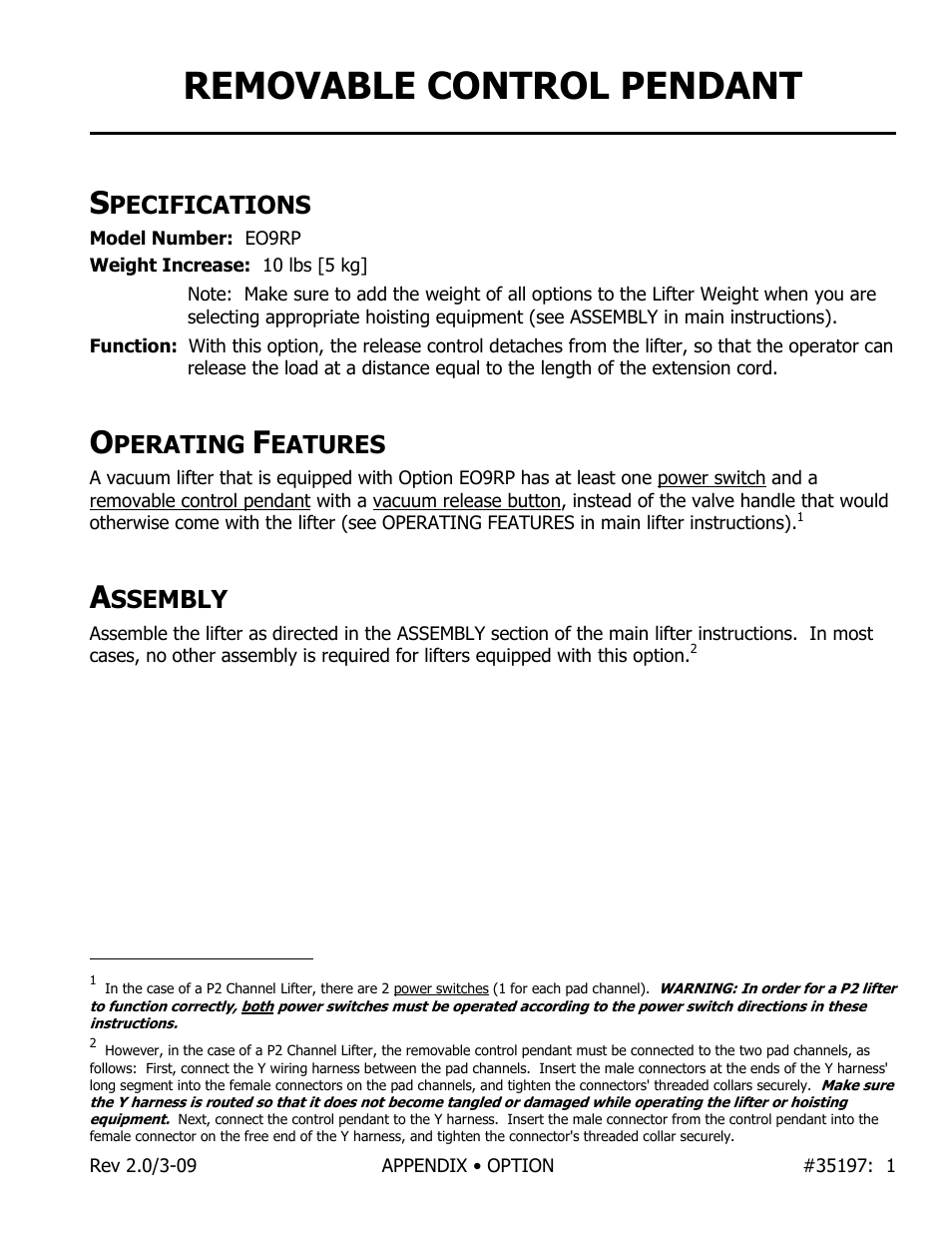 Wood’s Powr-Grip EO9RP User Manual | 3 pages